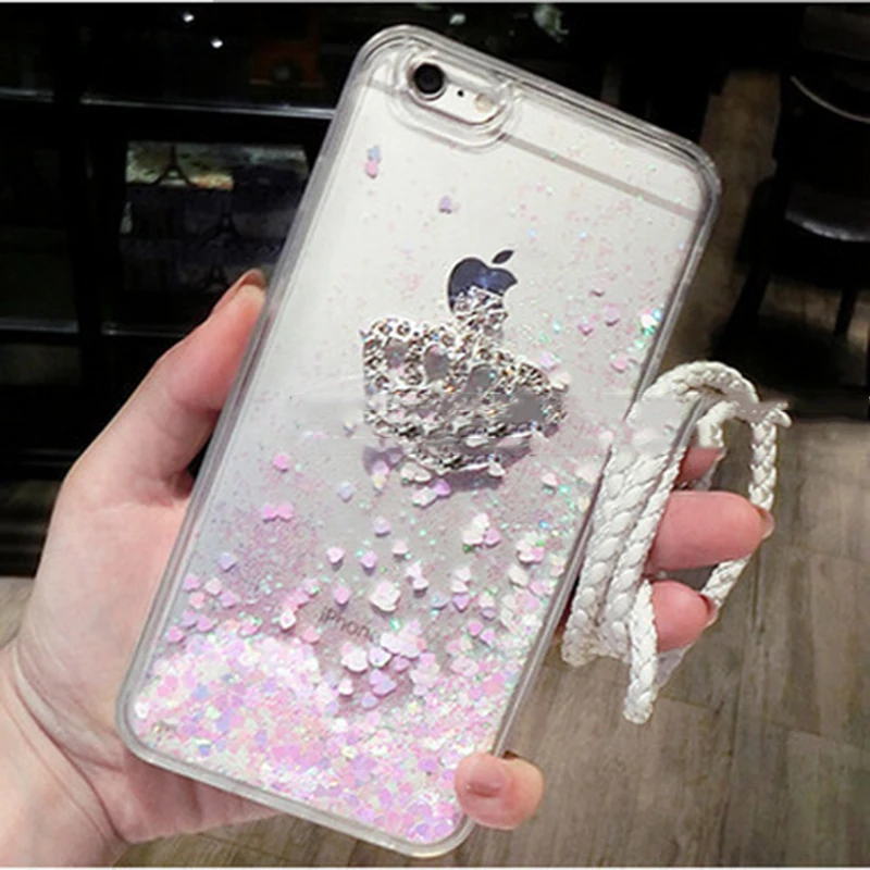 FlyTo чехол для IPhone 7 8 Plus блестки динамический зыбучий песок со стразами телефона 6 6S