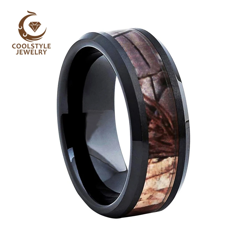 8 мм Бестселлер черное керамическое кольцо для помолвки скошенные края синий