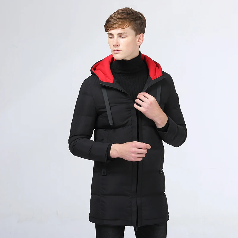 POSSO Mens stylish parka winter warm puffer jacket quilted zipper hooded thick outwear men long coat with knitted hat | Мужская одежда