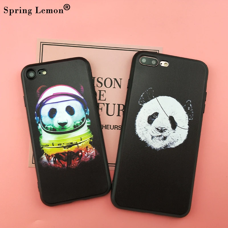 Spring Lemon for iphone 7 Interesting Astronaut Panda Soft Silicone Cover Case 7PLUS 8 8PLUS 6 6S 6PLUS PLUS 5S SE |
