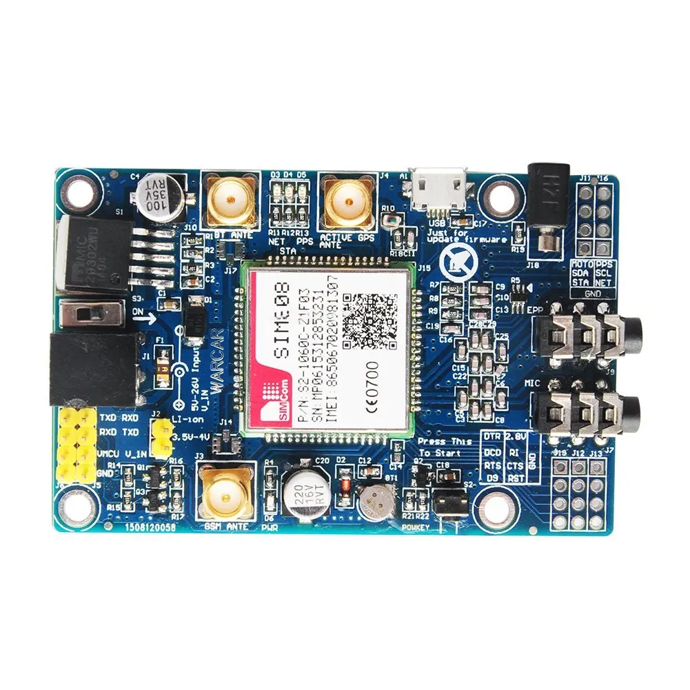 SIM808 модуль GSM GPRS gps макетная плата IPX SMA с gps антенной для Raspberry Pi Поддержка 2G 3g 4G sim-карта
