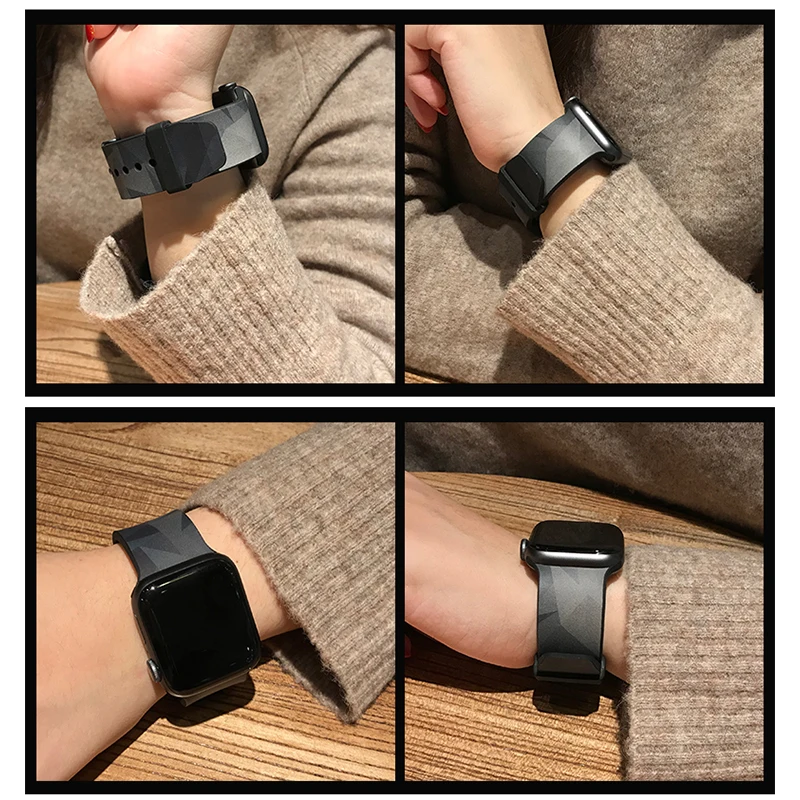 Граффити стиль силиконовый мягкий ремешок для Apple Watch 1 2 3 4 5 ремешок 38 мм 40 мм 42 мм 44 мм ремешок SmartWatch спортивный силиконовый наручный браслет