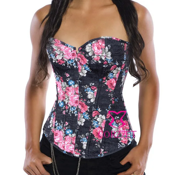 Женская клувечерние одежда на шнуровке винтажный черный джинсовый топ-бюстье
