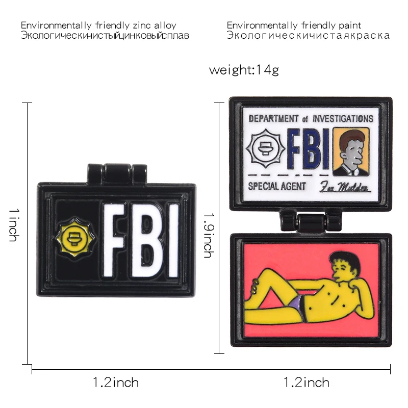 FBI ID photo card holder эмаль модная брошь полицейский одежда ювелирные изделия джинсовая