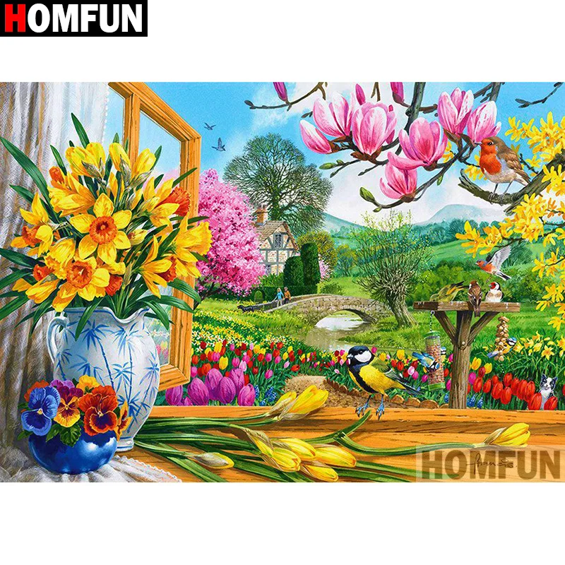 

HOMFUN Full Square/Round Drill 5D DIY Diamond Painting "Flower landscape" Embroidery Cross Stitch 3D Home Decor Gift A13383