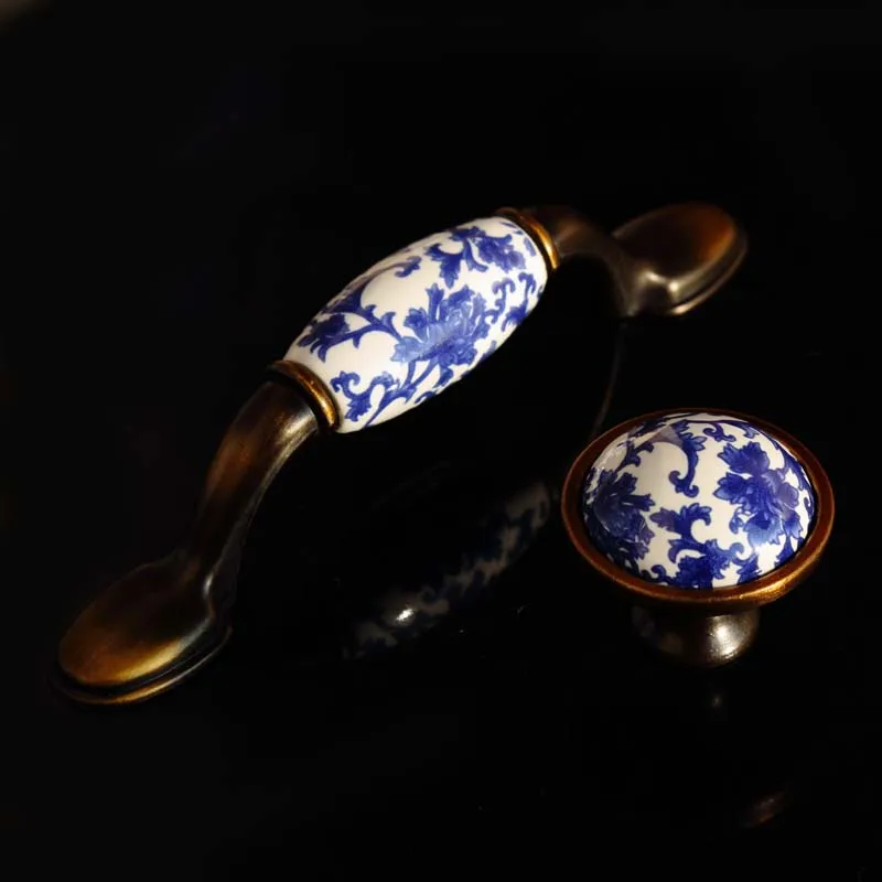 3 &quotВысокое качество Ретро синий и белый фарфоровый комод кухонный шкаф дверь