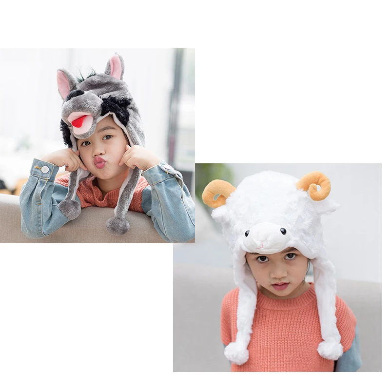 1 шт. Детская плюшевая шапка мультяшная история волк свинья овца забавная теплая