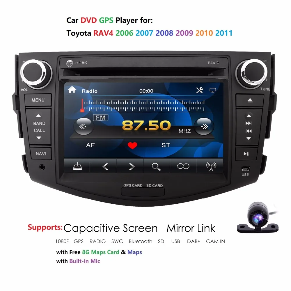 7 дюймовый WINCE 6 0 Автомобильный мультимедийный плеер для 2006 2012 Toyota RAV4 емкостный