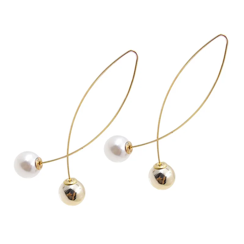Cross Pearl Earrings Tide Fashion Creative Dangler Long Simple Elegant Female Wedding Jewelry Eardrop Gift | Украшения и