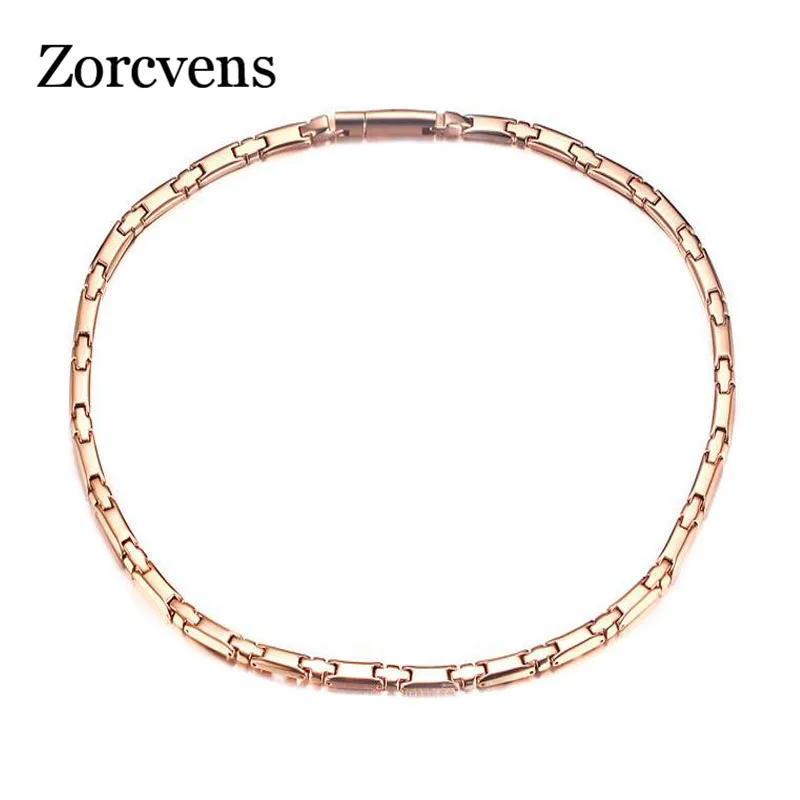 ZORCVENS новые длинные магнитное ожерелье для Для женщин 6 мм ширина нержавеющей стали оздоравливающие ювелирные изделия