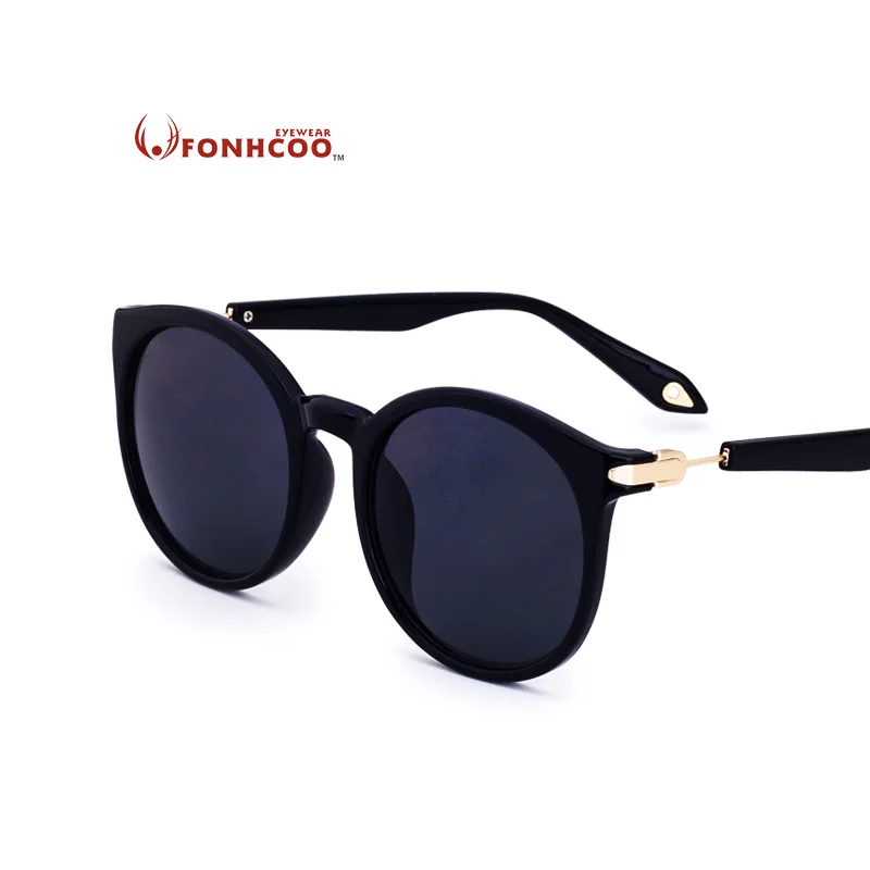 FONHCOO новые модные солнцезащитные очки женские кошачий глаз винтажные круглые в