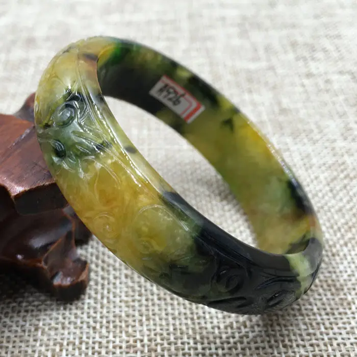 56 мм Старинные Китайский Ручной резьбой Коричневый Зеленый Жадеит Нефрита