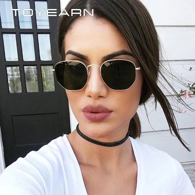 TOYEARN винтажные брендовые дизайнерские шестигранные солнцезащитные очки женские