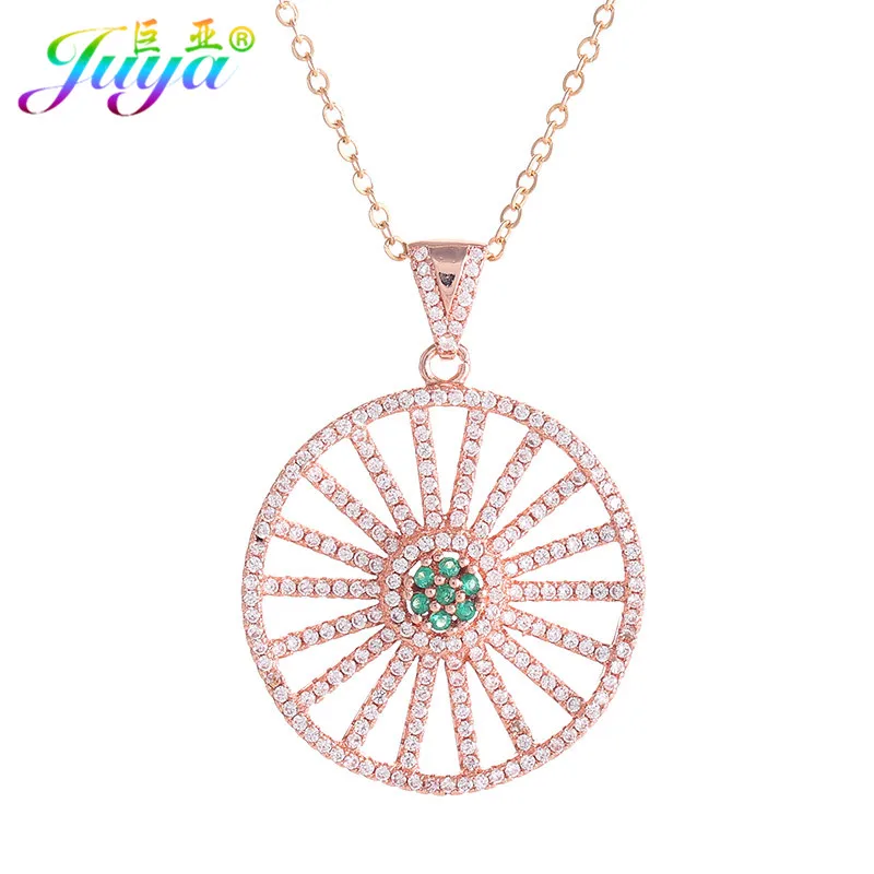Колье Juya ожерелье с длинными цепями Bijoux круглой подвеской из циркония