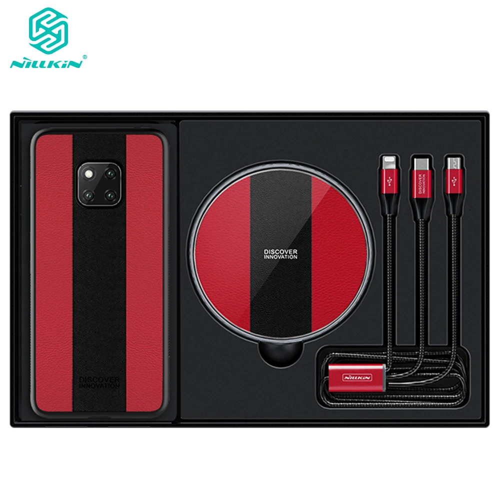 

Nillkin подарочный набор для Huawei Mate 20 Pro 15 Вт Qi Быстрое беспроводное зарядное устройство + для iPhone Type C Micro USB кабель + чехол для Mate20 Pro