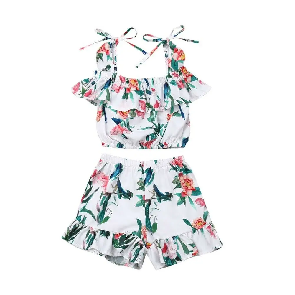 Лидер продаж Детский комплект из 2 предметов для маленьких девочек с оборками