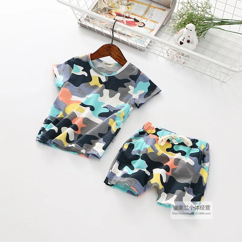 

2017 new summer baby Girls Kid Camouflage T-shirt+shorts Fashion cotton tops tees comfort Children Clothing WW