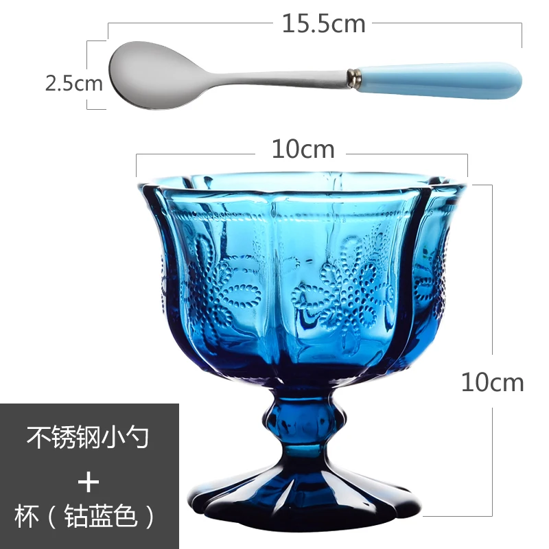 250ML Embossed Pattern Engraving Retro Chinese Knot High Glass Ice Cream Cup Fruit Salad Bowl Dessert Cold Drink Juice | Дом и сад