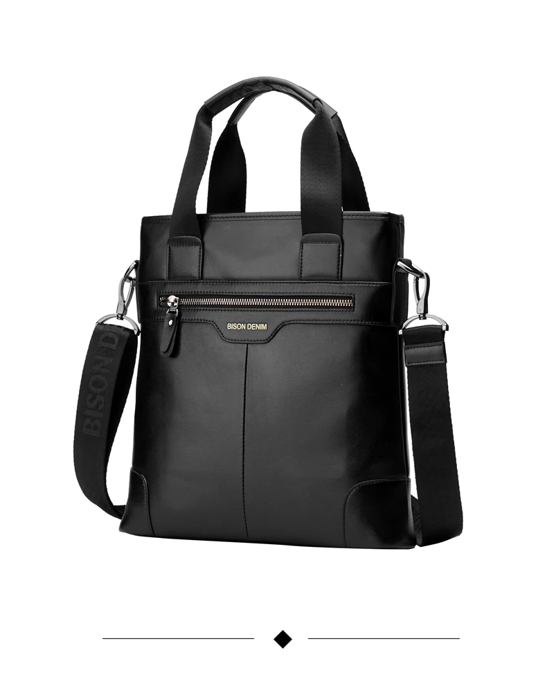 BISON DENIM сумка из натуральной кожи мужская деловая сумка через плечо iPad коровья кожа сумка через плечо мужские сумки N2202