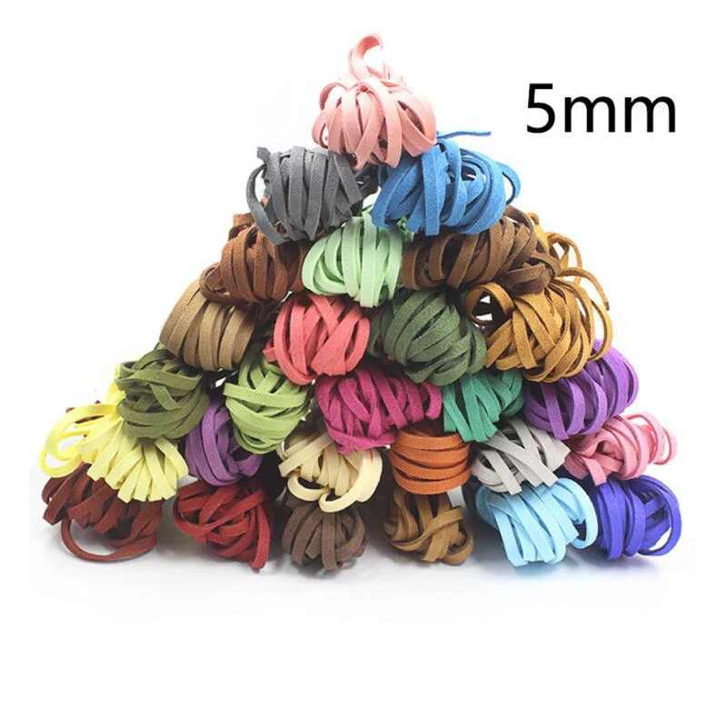 

5 Meters 5MM x 1.5MM Faux Suede Cord Lace Bracelet Craft Jewelry Making 30 Color Faux Flat Leather DIY Beading Thread Supplier