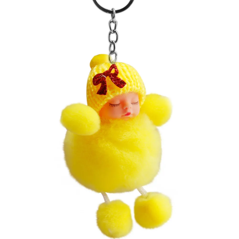 6 цветов милый Спящий ребенок бабочка пушистый помпон меховой брелок плюшевая