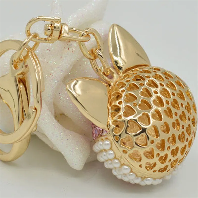 Новый искусственный мех кролика мяч брелок лиса инкрустация стразами