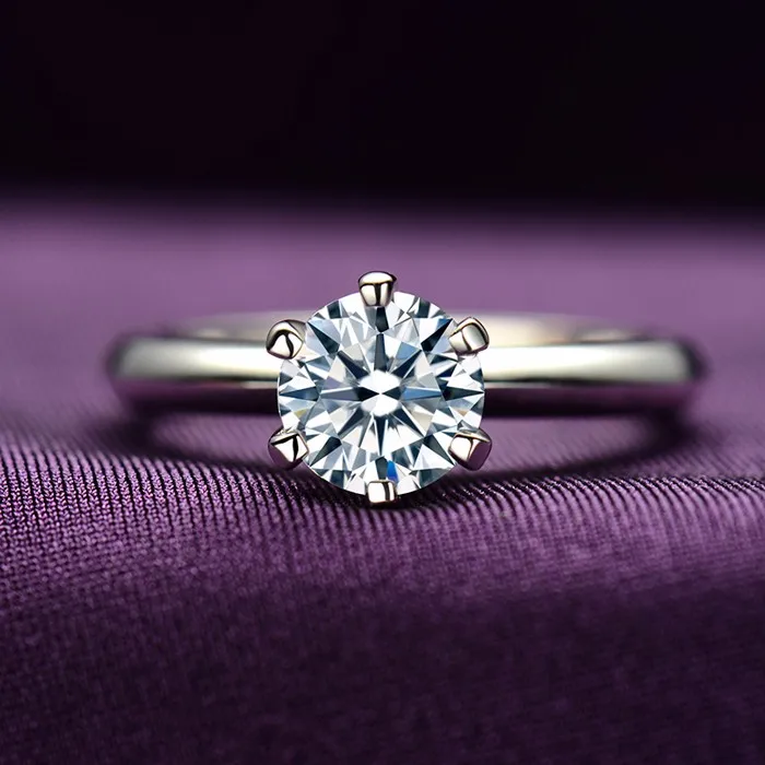 Скидка 90%! Женское кольцо из серебра 925 пробы с фианитом 2 карата|sterling silver wedding