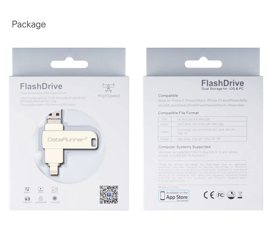 Datarunner USB флэш-накопитель OTG Usb флэш-накопитель для iPhone XS/X/8/7/7plus/usb-накопитель 3,0 8 г 16г 32г 64Г 128G флеш-накопитель флэш диск