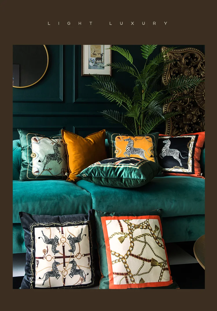Диванные подушки с рисунком животных, наволочка Зебра Decorativos, рекомендуемый Европейский Стиль, роскошный Ретро бархатная наволочка