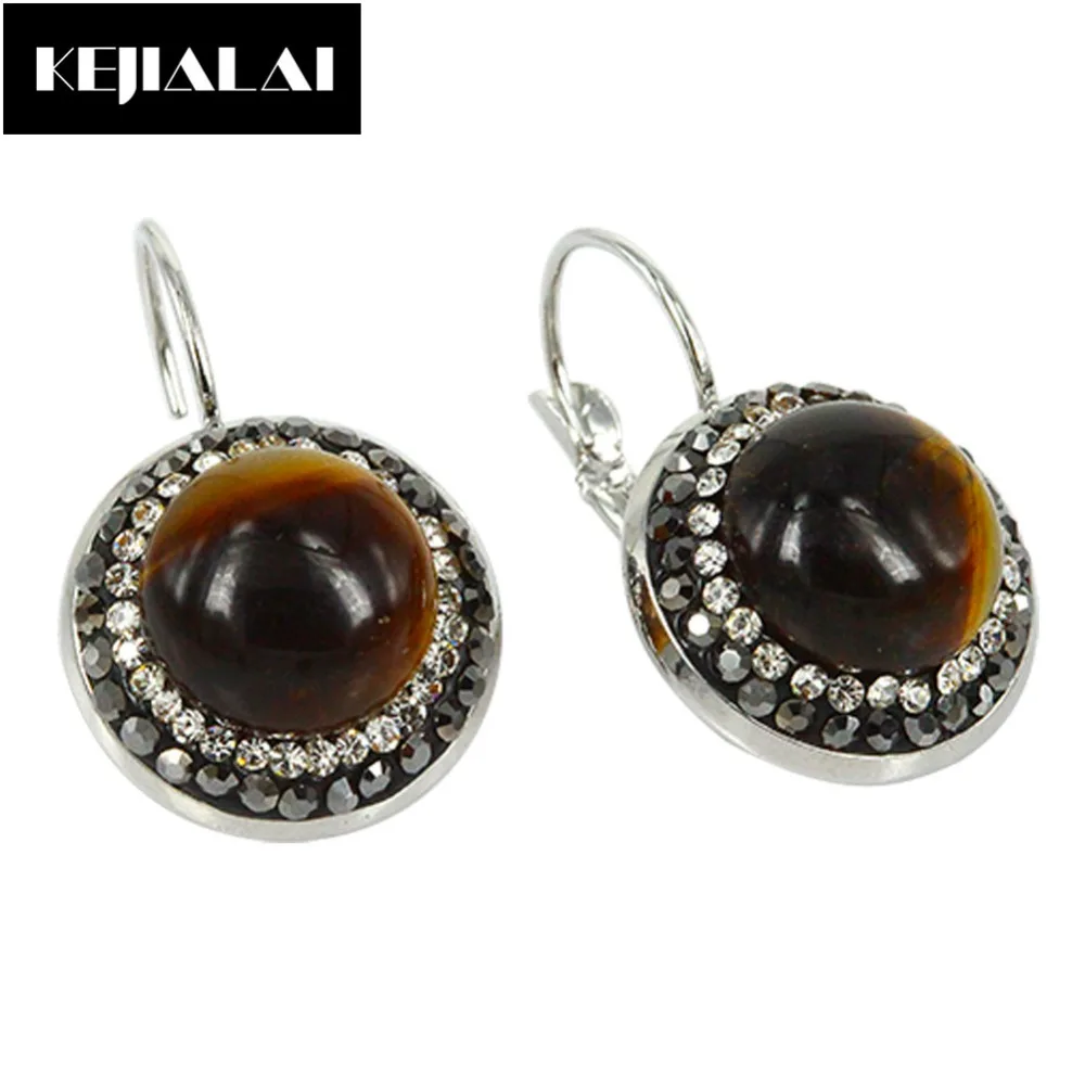 2017 мода из круглого натурального камня серьги подвески серебряные цветные