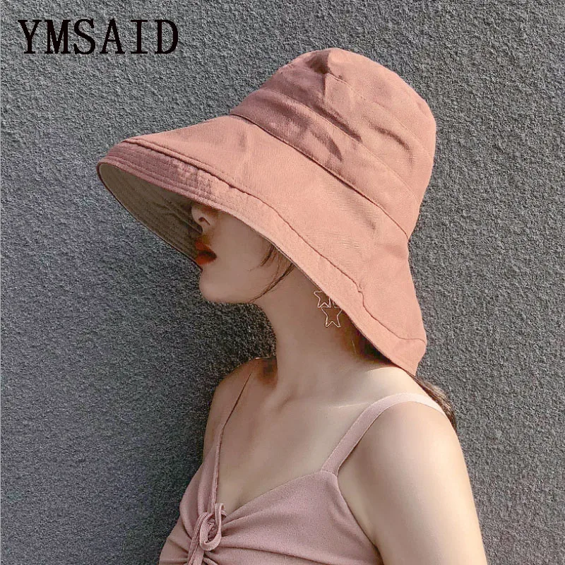 

Ymsaid 2018 женская летняя пляжная Рыбацкая шляпа с широкими полями, Женская Модная хлопковая и льняная Панама с защитой от УФ-лучей