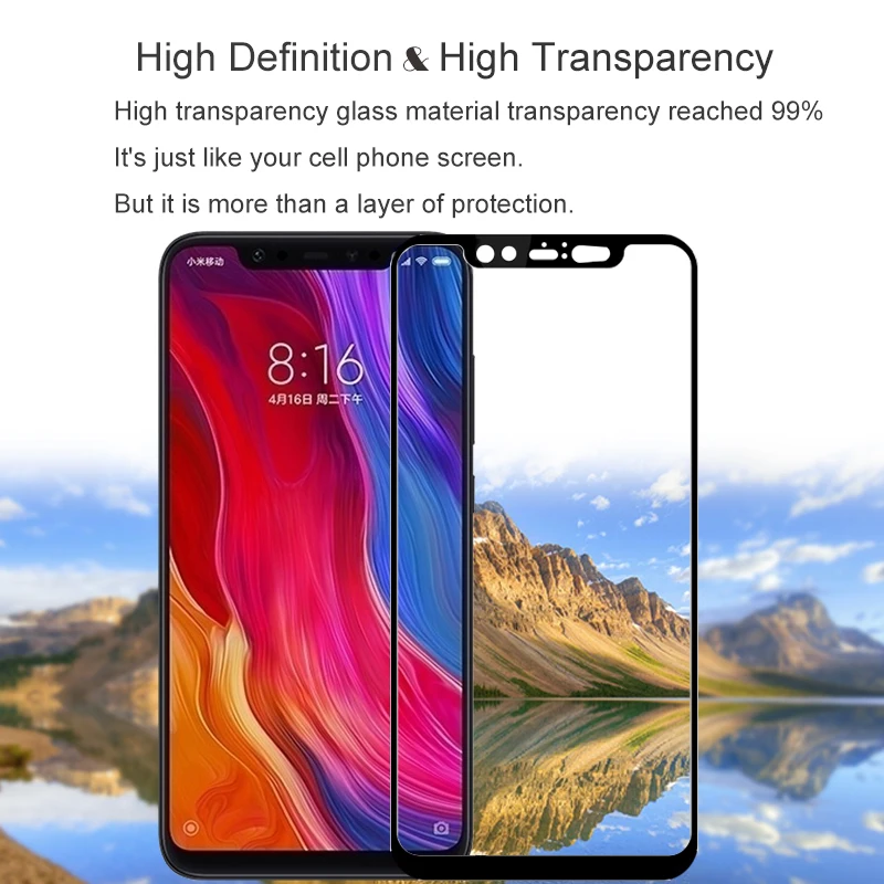 Защитная пленка для экрана из закаленного стекла полное покрытие Xiaomi Mi8 9H защита