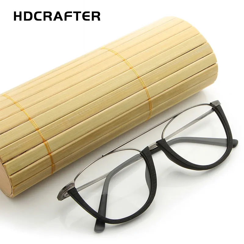HDCRAFTER винтажные полуоправы очки деревянные оптические оправа в бамбуковой