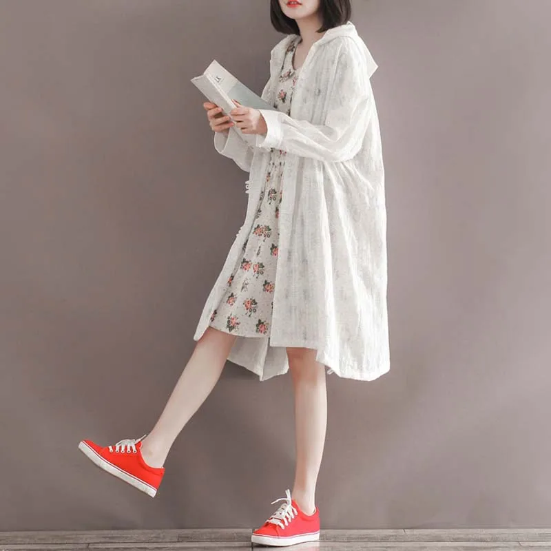 Блузка женская хлопковая средней длины с капюшоном и рукавом 3/4|tops for women|loose shirtshirt