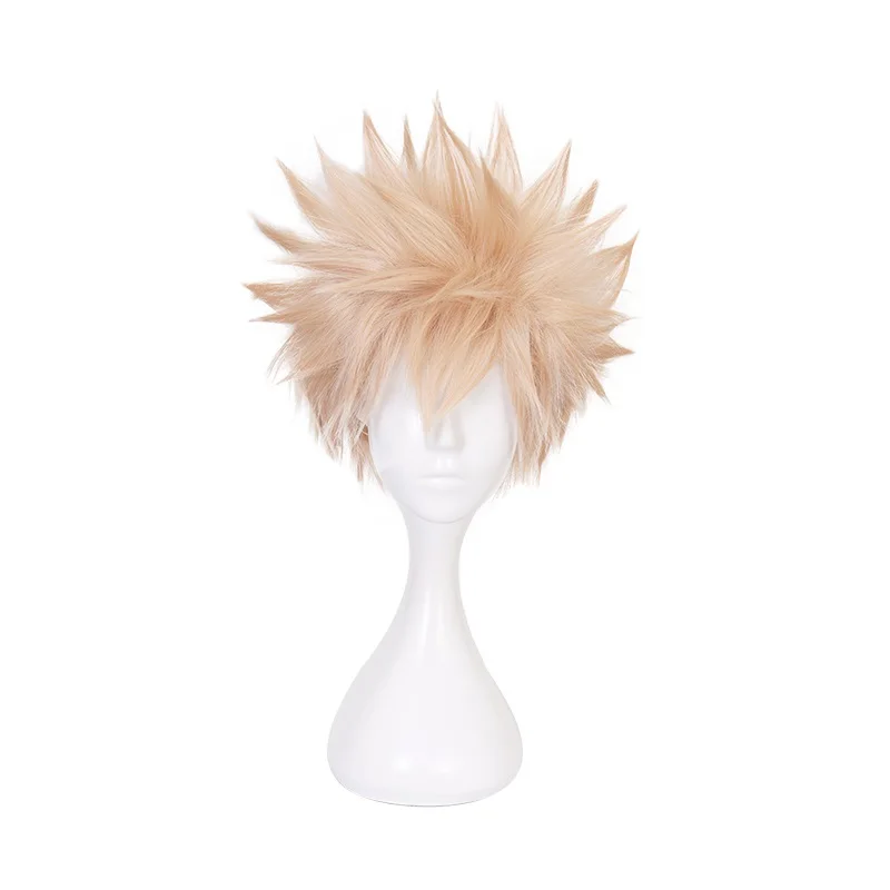 Anime My Hero Academia Baku No Hero Bakugou Katsuki Bakugo Short Linen Blonde Heat Resistant Cosplay Costume Wig