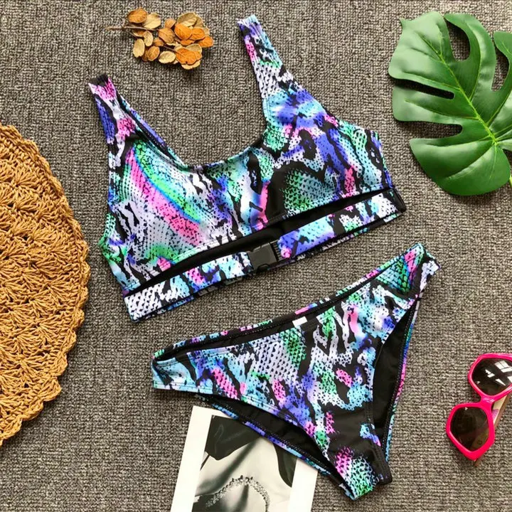 Luoanyfash выдалбливать Бикини leopard Плавание одежда Для женщин Push Up костюм