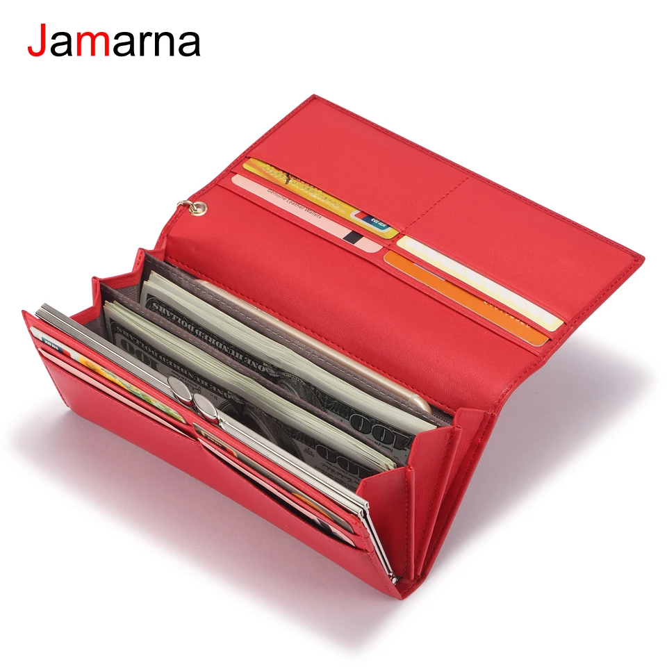 Jamarna Женский кошелек из искусственной кожи, Женский кошелек с магнитной пряжкой, кошелек для монет с застежками, держатель для карт, женский кошелек, женский длинный роскошный бренд
