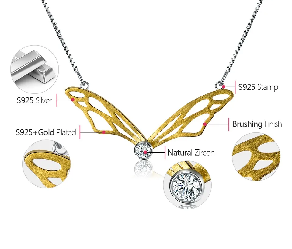 Lotus Fun реальные 925 пробы серебро ручной работы дизайнерские оригинальные Fine Jewelry с крылья бабочки кулон Цепочки и ожерелья для Для женщин