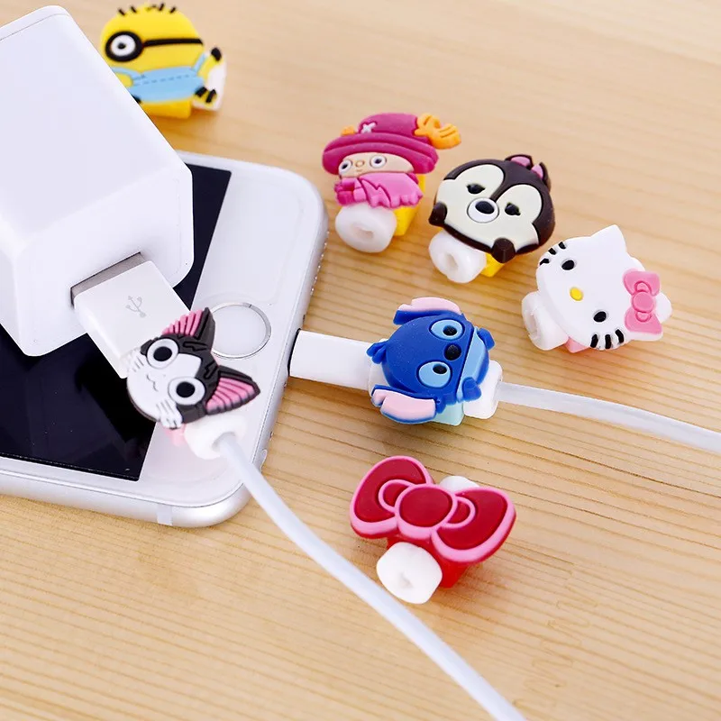 200 шт./лот мультяшный USB кабель для зарядки и передачи данных протектор шнура