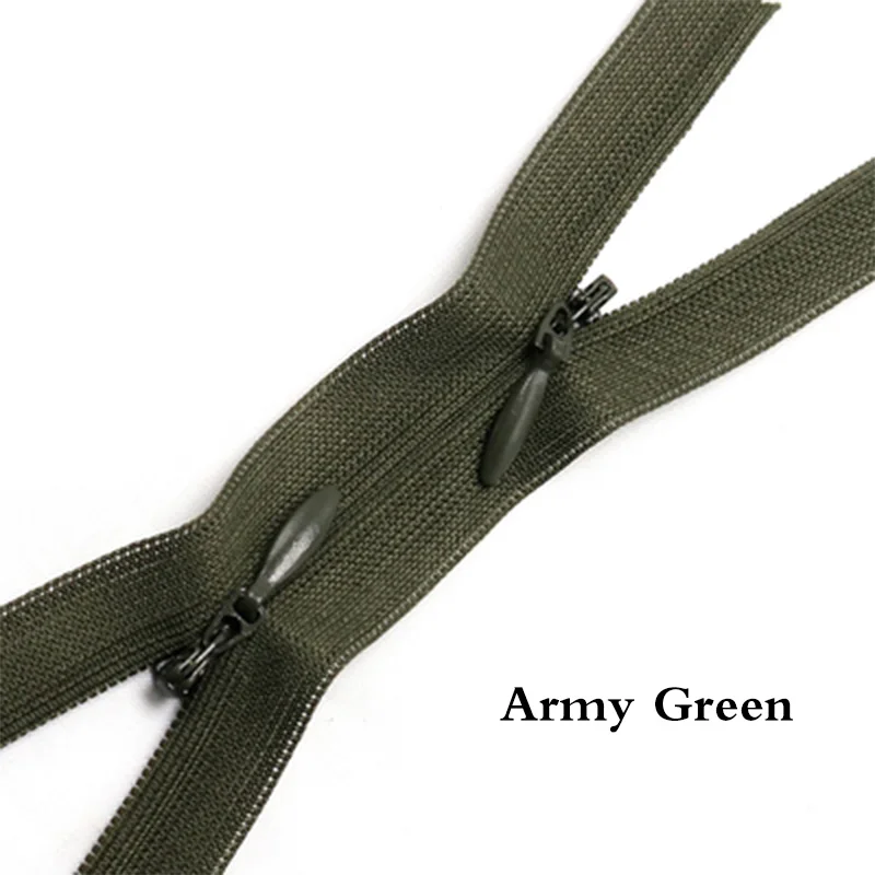 army green 10 шт. детская одежда с двойной головкой, невидимая молния, 60 см, длинное летнее платье, платье для грудного вскармливания, рюкзак - Цвет: army green