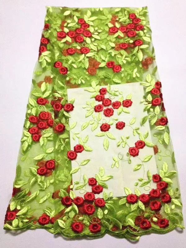 5 ярдов/шт. Красивая вышитая лимоном французская сетчатая кружевная ткань и