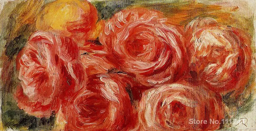 Картина с красными розами ручная работа от Пьера Огюста Ренуара|art varnish|rose flower oil