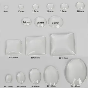 Стеклянный кабошон, Круглый, квадратный, овальный, с плоской задней поверхностью, прозрачный, 12 мм, 20 мм, 25 мм, для изготовления ювелирных изделий