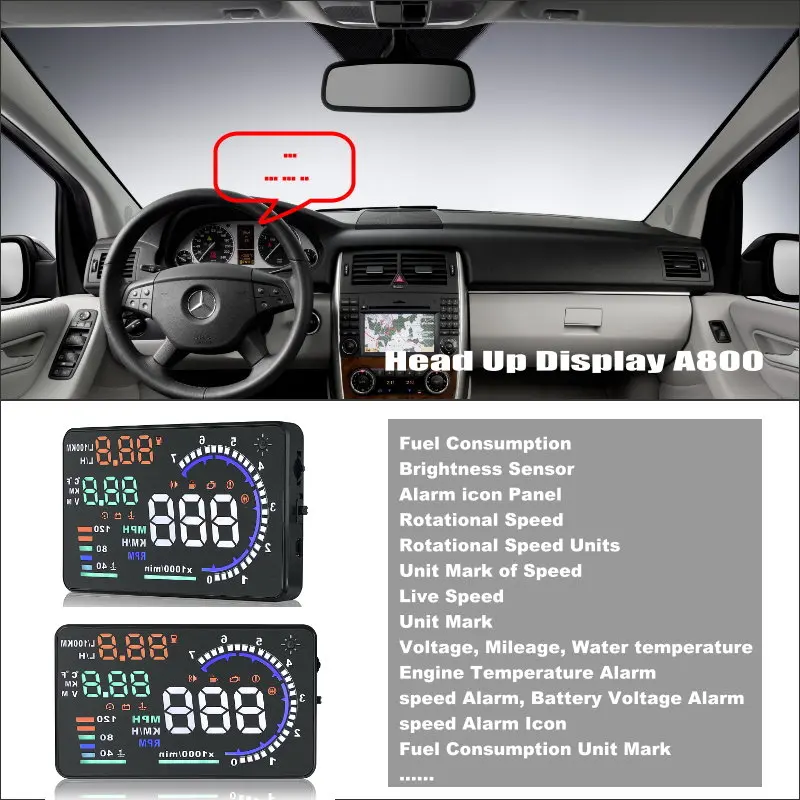 Car HUD Head Up Display For Mercedes Benz A W169/W176 B W245/W246 HUD OBD Reflect Alert Onto Windshield Offering Safer Driving