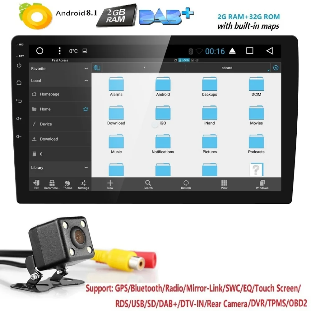 2 Din 10 1 дюймов HD Android8.1 QuadCore универсальный автомобильный Радио стерео плеер gps
