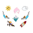 Летние броши для отпуска для плавания девушки дельфина эмалированные заколки для украшения рубашки куртки отворота значки заколка ювелирное изделие для мужчин женщин