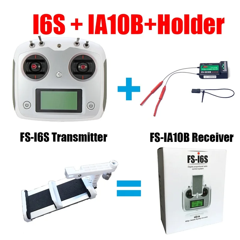 С сменным режимом Подарочный FS-I6S FS I6S Flysky 10CH 2,4G RC Квадрокоптер передатчик контроллер набор w/приемник FS-iA6B или FS-IA10B - Цвет: I6S IA10B Holder-W