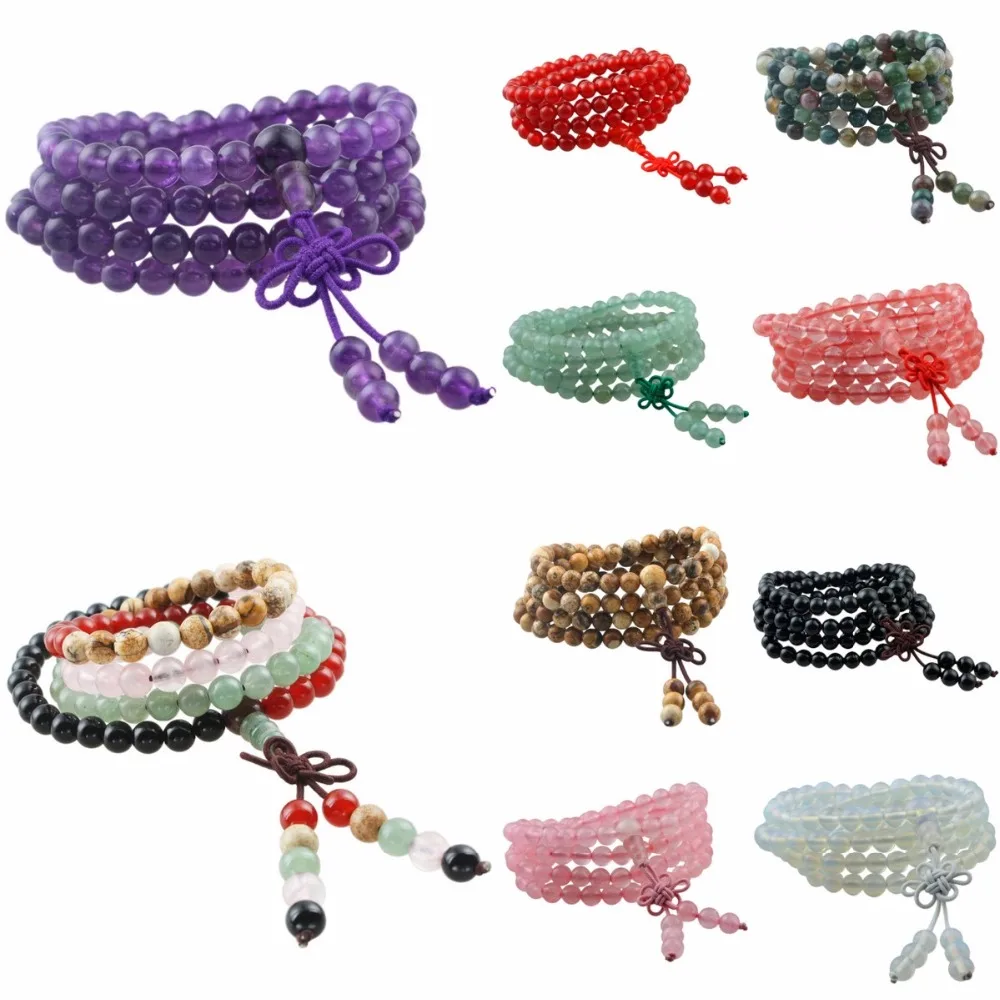 SUNYIK тибетский буддийский 108 Mala камень 6 мм бусы браслет ожерелье|108 mala|bead braceletbracelet