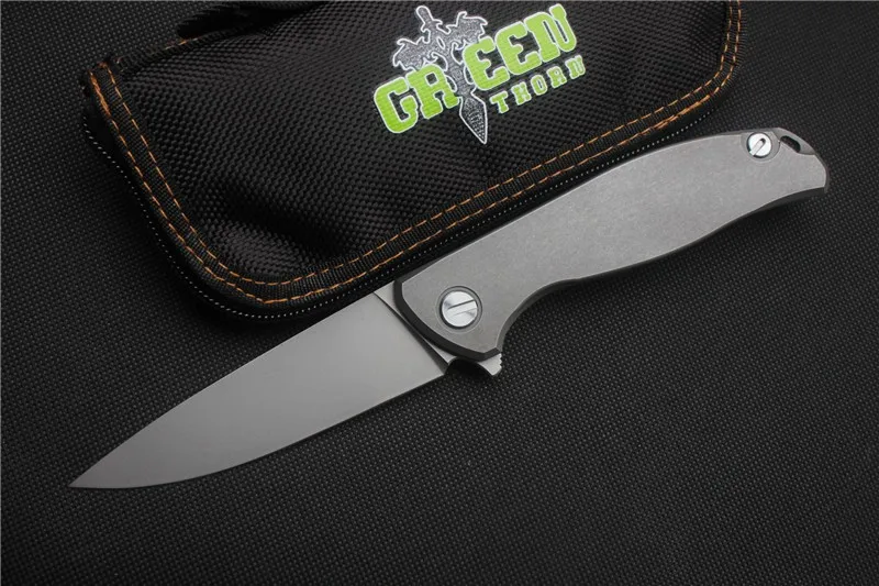 Складной нож Green thorn F95 Flipper титановый Карманный резец с плоской ручкой лезвие D2 TC4