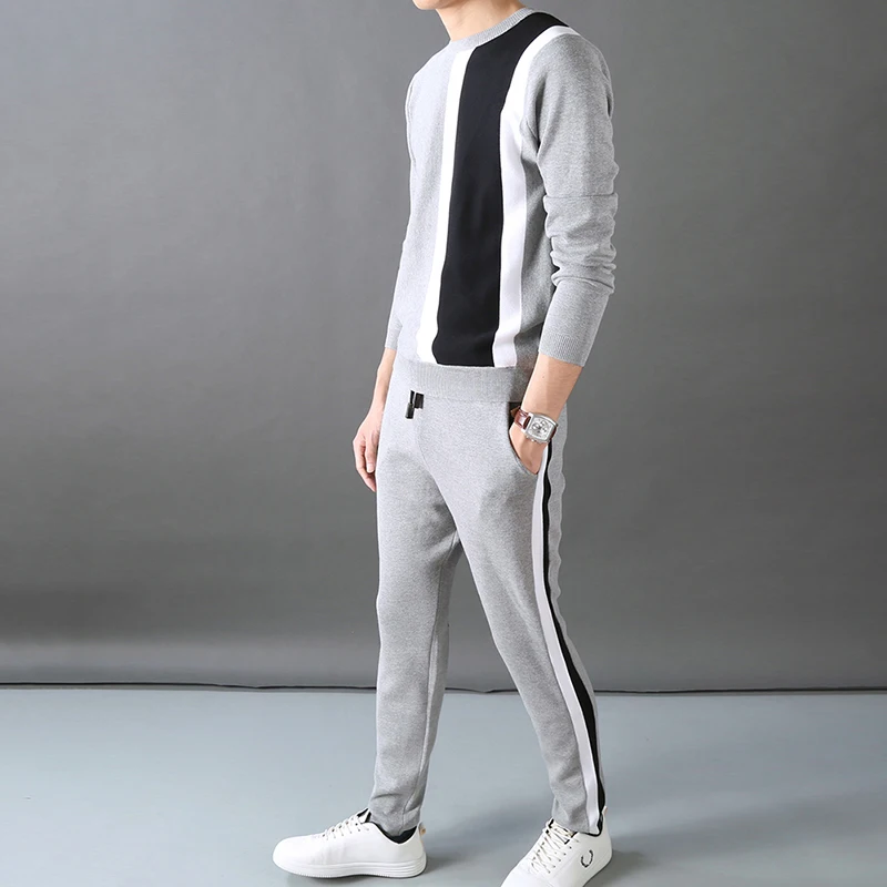 JSBD men's luxury color design new spring and autumn o-neck men's sweatshirt fashion 2 pieces(sweatshirt+ pants) sportswe